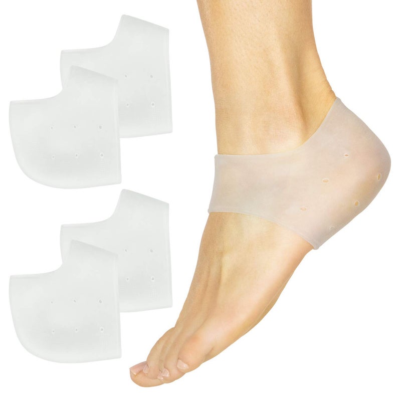 ViveSole Silicone Heel Protectors (2 Pairs) - Gel Guard for Women and Men Moisturizing Relief Blister  Cracked Foot  Plantar Fasciitis  Spurs Soft Cushion Support Protective Insert Sleeve - Image 1